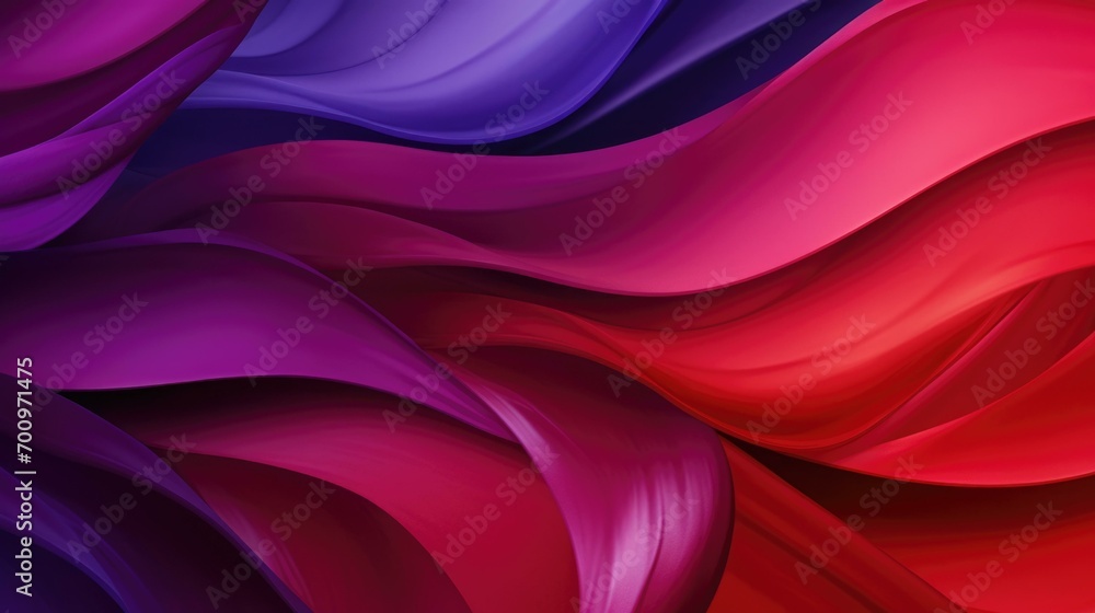 A vibrant, fluid wave of red and purple on a lively background. Generative AI.
