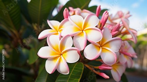 Plumeria. Shrubs with beautiful thick plumeria flowers © Артур Комис