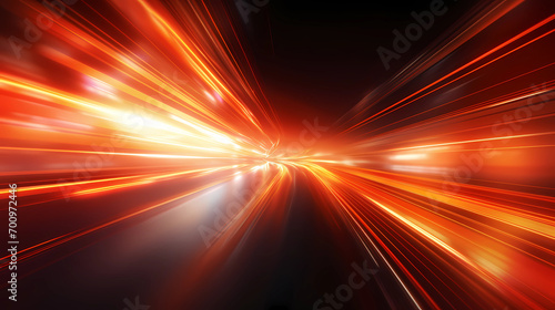 warm ray of light, high speed arc of light, data transfer, yellow red and orange light speed, background abstract