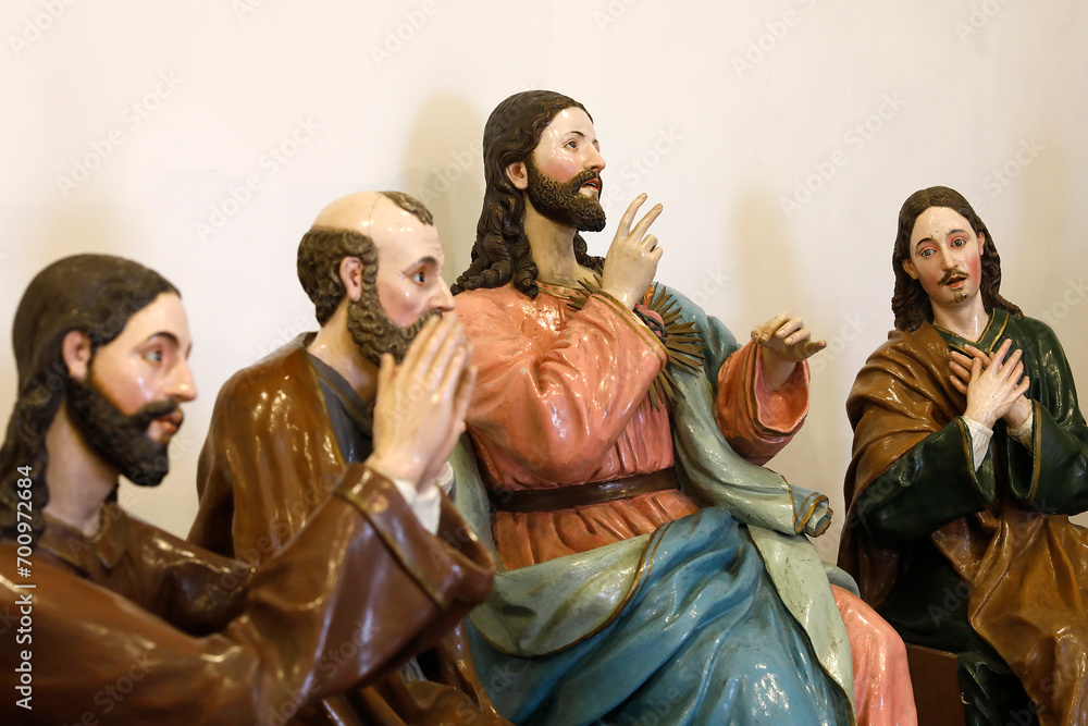 Obraz premium Iglesia del sagrario (old cathedral of Cuenca), Cuenca, Ecuador. The Last supper, attributed toManuel Gaman, 20th century (detail)