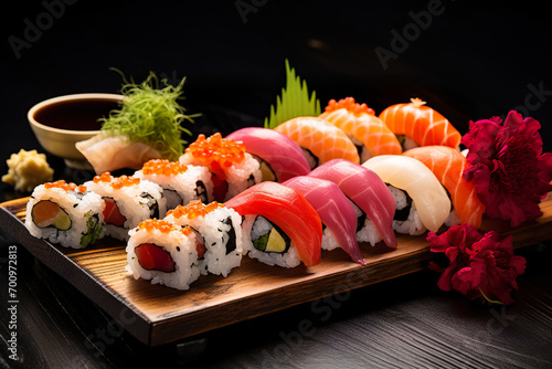 sushi with salmon. Generative Ai