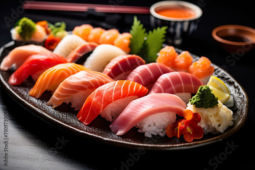 sushi with salmon. Generative Ai