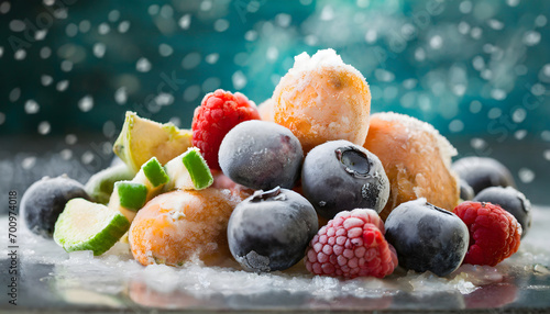 Fototapeta Naklejka Na Ścianę i Meble -  Deep frozen food. Concept of food industry.