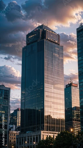 Sunset city skyline landscape