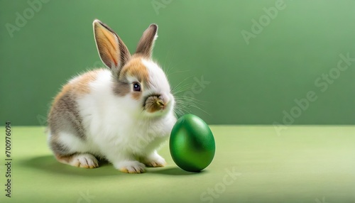 Easter Day - Cute Easter Bunny with Colorful Easter Eggs - Background with Space for Copy