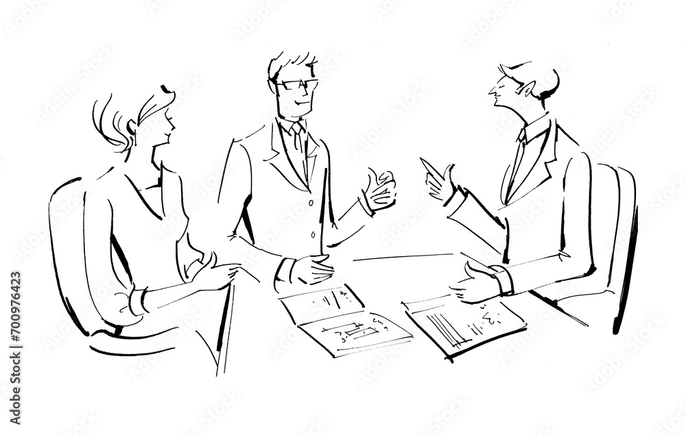 Businessmen and career women meeting at a table Businessmen and career women meeting at a table