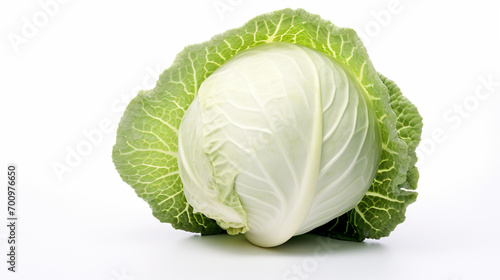 Green cabbage isolated on white background with full depth of field photo