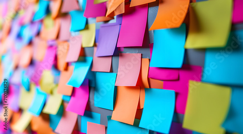  a colorful set of post it notes on the wall photo
