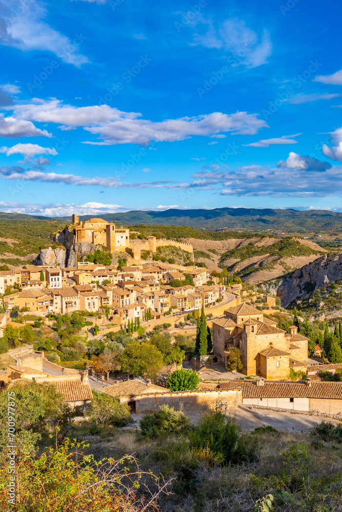 Pyrenees mountain village called Alquezar, medieval town in Huesca, Spain