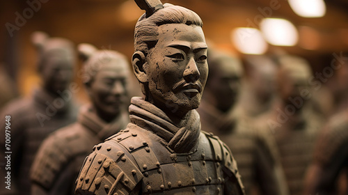 Terracotta army warriors in Xian, China. Generative AI.