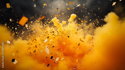 yellow smoke and confetti  © sam richter