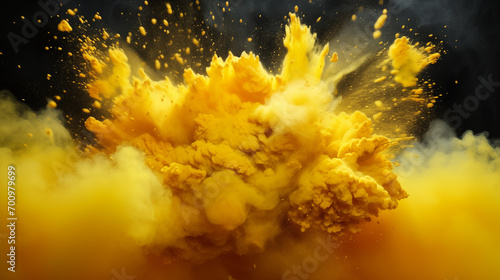 explosion of yellow smoke and powder 