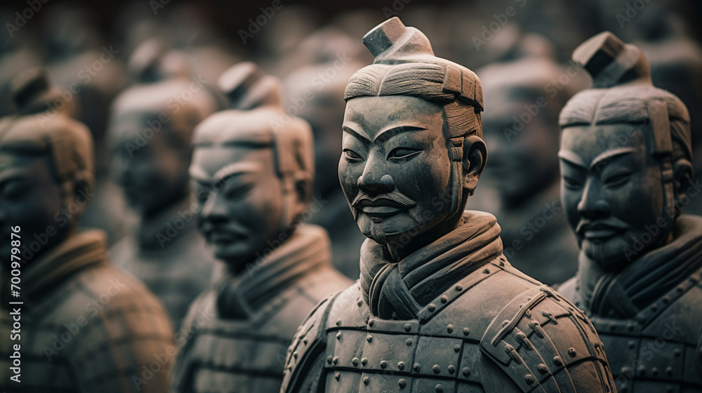The marvels of Xian, China, with the awe-inspiring Terracotta Army warriors, an iconic symbol of ancient history and craftsmanship. Generative AI. - obrazy, fototapety, plakaty 