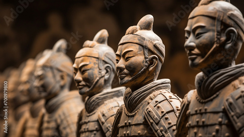 Terracotta army warriors in Xian, China. Generative AI. photo