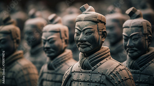 The marvels of Xian, China, with the awe-inspiring Terracotta Army warriors, an iconic symbol of ancient history and craftsmanship. Generative AI. photo
