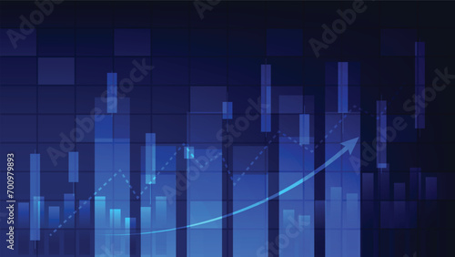 finance background with stock market statistic trend with candlesticks and bar chart
