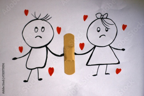 dibujo de una pareja curando su amor por el dia de san valentin.
