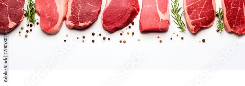 raw fresh meat cut with copy space banner top view photo