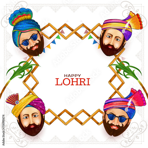Happy Lohri Indian punjabi harvest festival card design