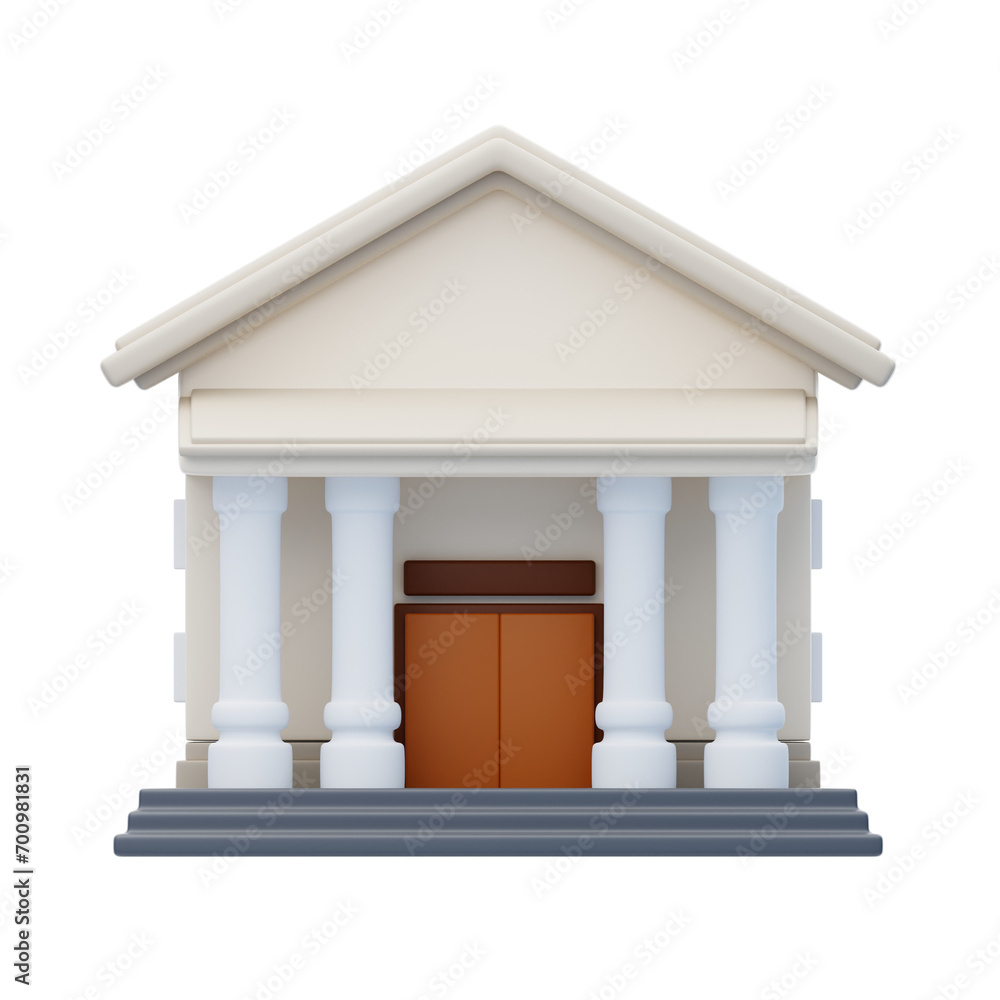 3D Model of a Bank Building in White. White-themed Architectural Model of a Modern Bank.
3d illustration, 3d element, 3d rendering. 3d visualization isolated on a transparent background