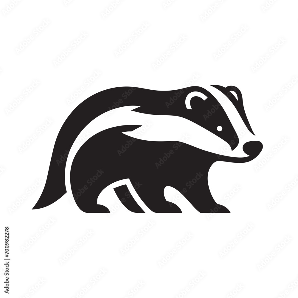 Fototapeta premium Cute badger. Simple black icon, logo. Isolated on white background