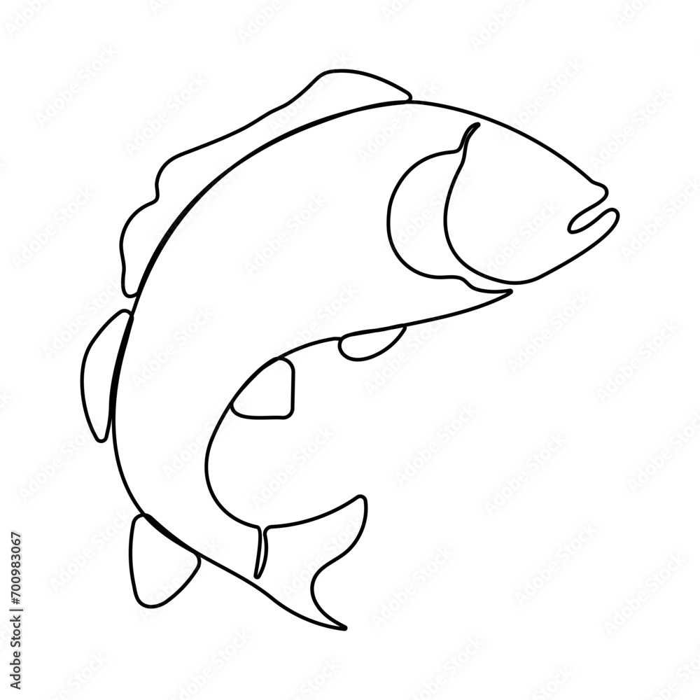 Continuous single-line art of fish. Cute fish one-line drawing vector and illustration
Continuous single-line art of fish. Cute fish one-line drawing vector and illustration