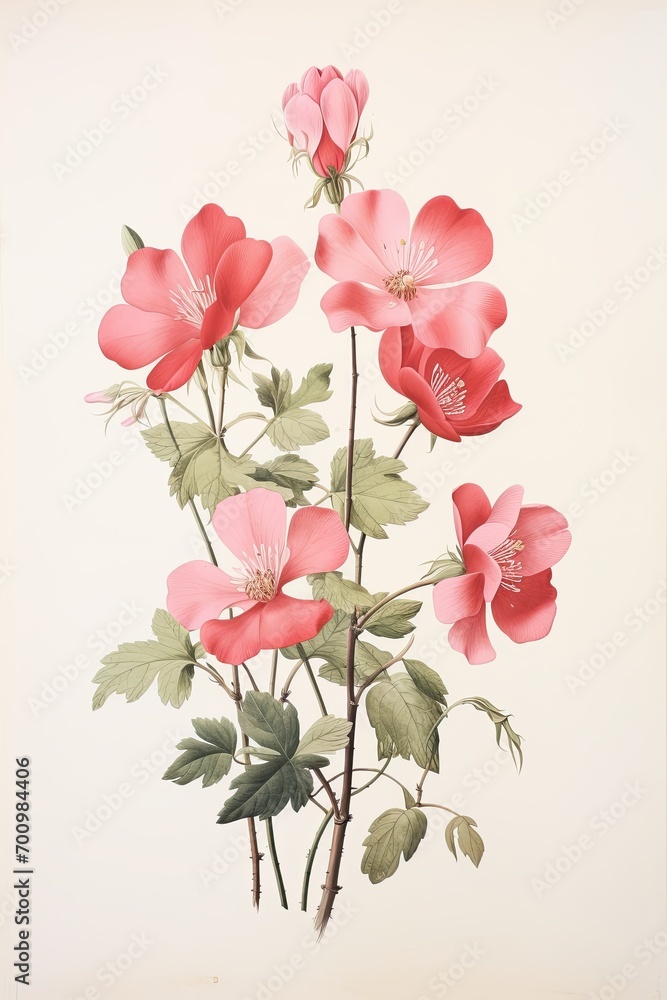 Pink Flowers Blooming in a Serene Canvas