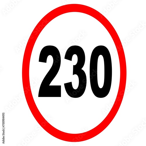 road speed 230.road sign photo