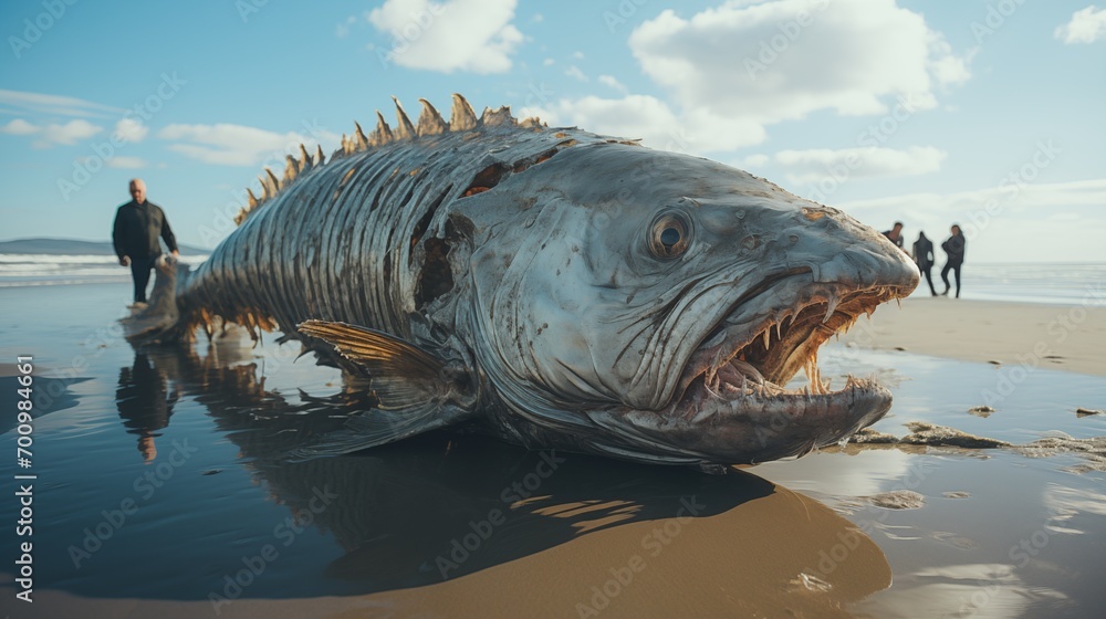 The assumption about a horrifying predatory fish, petrified on the ...