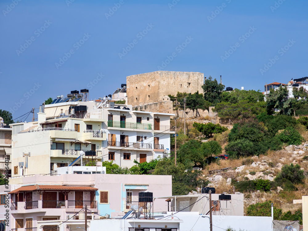 View towards the Kazarma Fortress, Sitia, Lasithi Region, Crete, Greece