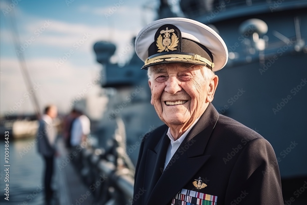 Portrait of an elderly sailor on the deck of a warship Portrait of an elderly sailor on the deck of a warship