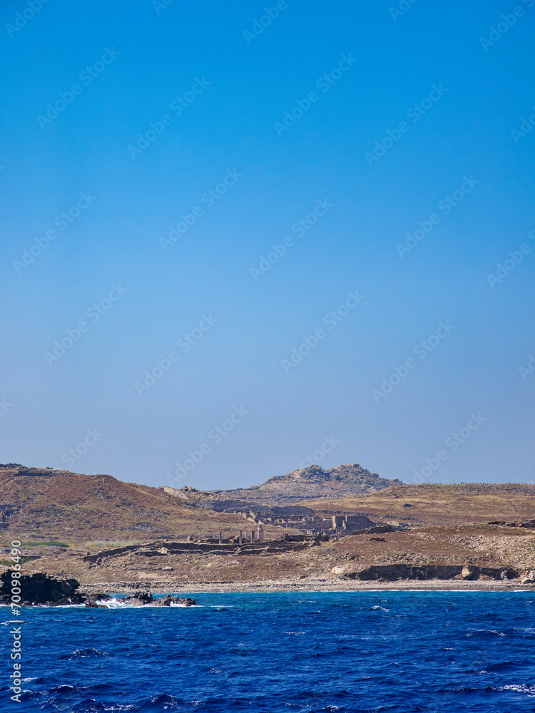 Naklejka premium Coast of Delos Island, Cyclades, Greece