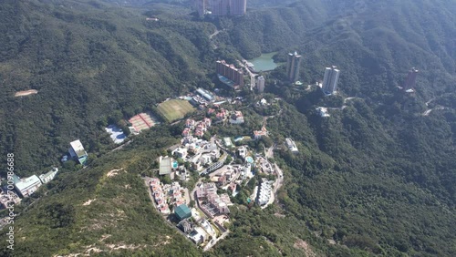 Hong Kong Aberdeen Wong Nai Chung Tai Hang Happy Valley Victoria Peak mid level facing Victoria Harbor Repulse Bay with premium residential mansion villa area to central financial business city drone  photo