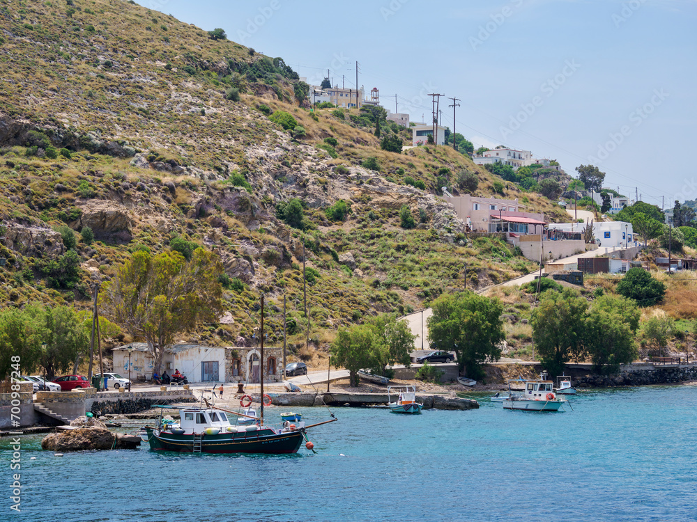 Naklejka premium View towards the Agia Marina Town, Leros Island, Dodecanese, Greece