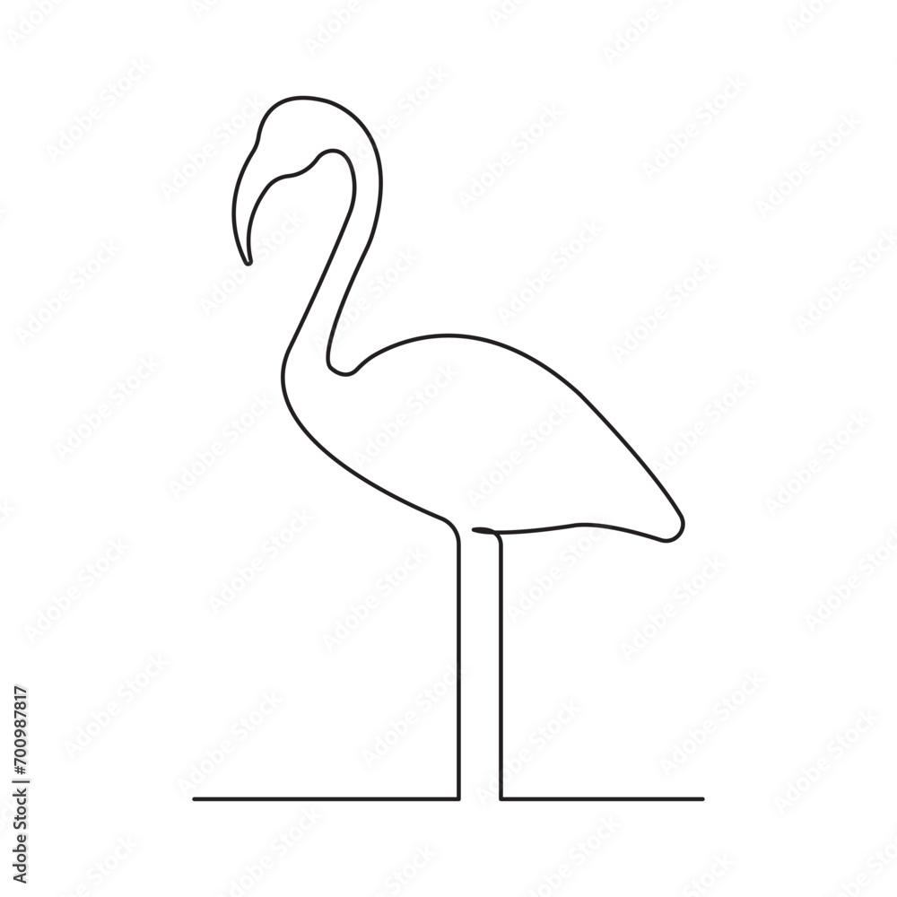 Continuous single-line art of beautiful flamingo
