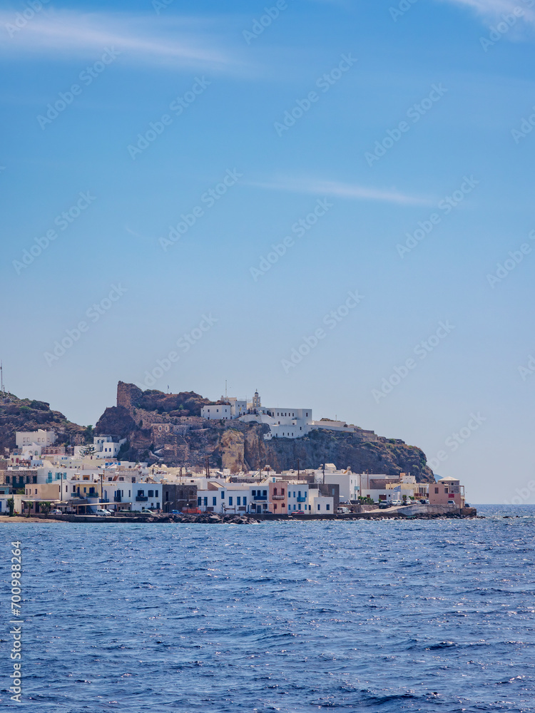 View towards Mandraki Town, Nisyros Island, Dodecanese, Greece