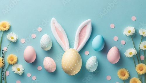 Easter Eggs Background with Decoration - Colorful Easter Eggs laid in Decorative Manners - Space for Copy 