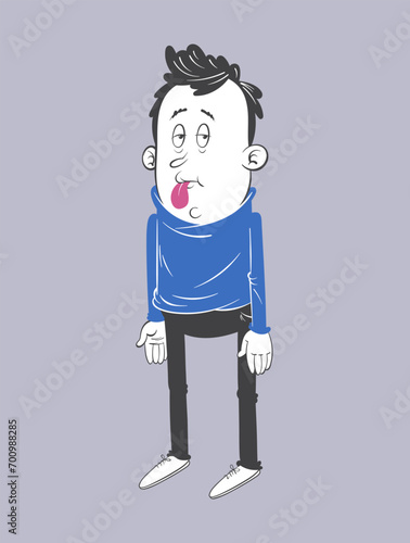 A man sticks out his tongue