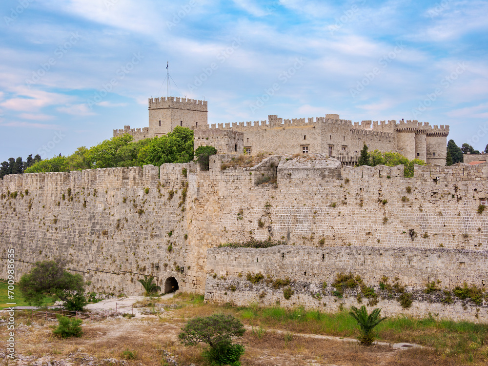 Defensive Walls of the Medieval Old Town, Rhodes City, Rhodes Island, Dodecanese, Greece