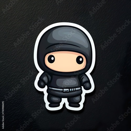 For kids. Cute minimalist chibi ninja sticker for printing convection. High resolution