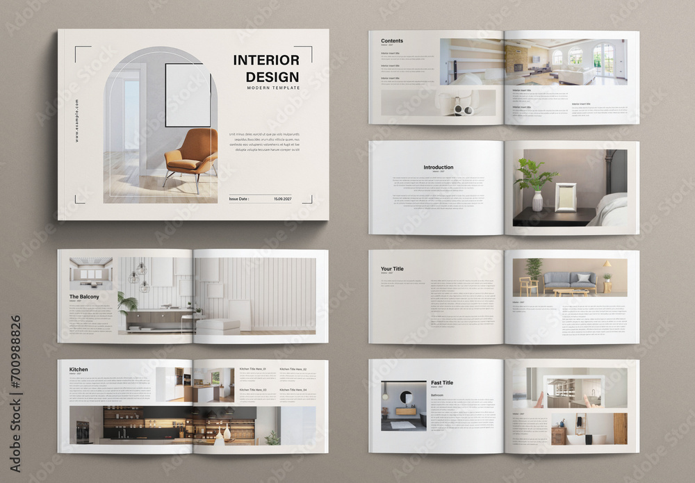 Interior Design Brochure Template Landscape Stock Template | Adobe Stock