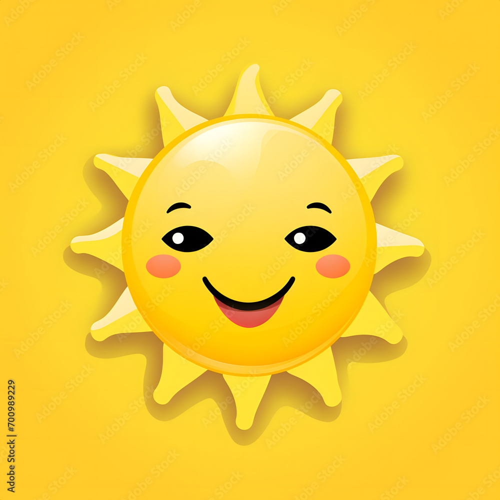 A sun with cartoon face.