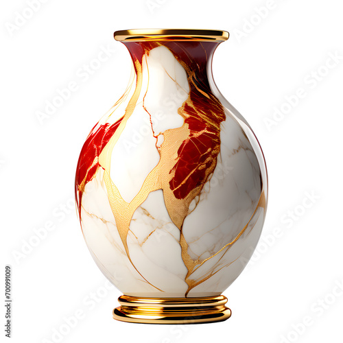 Glossy Marble Vase Isolated on Transparent Background
