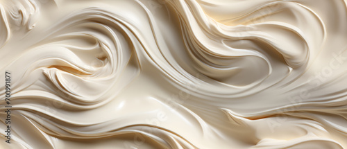 Close-up of a creamy white dessert swirl. photo