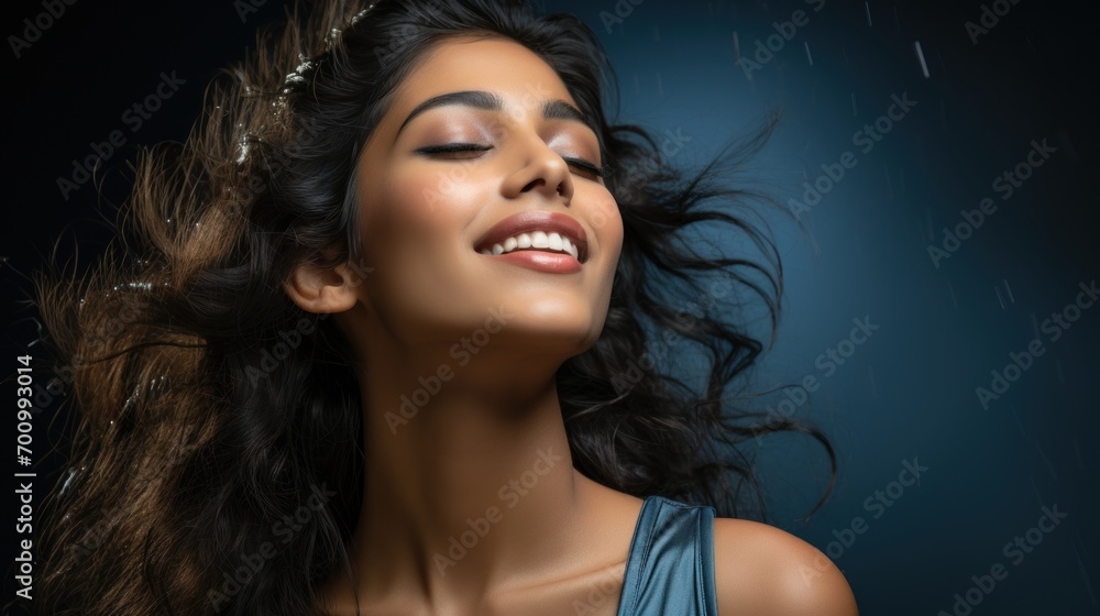 young woman , black hair, glowing skin, minimal makeup young woman , black hair, glowing skin, minimal makeup