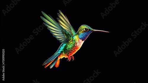 illustration of a flying hummingbird full color