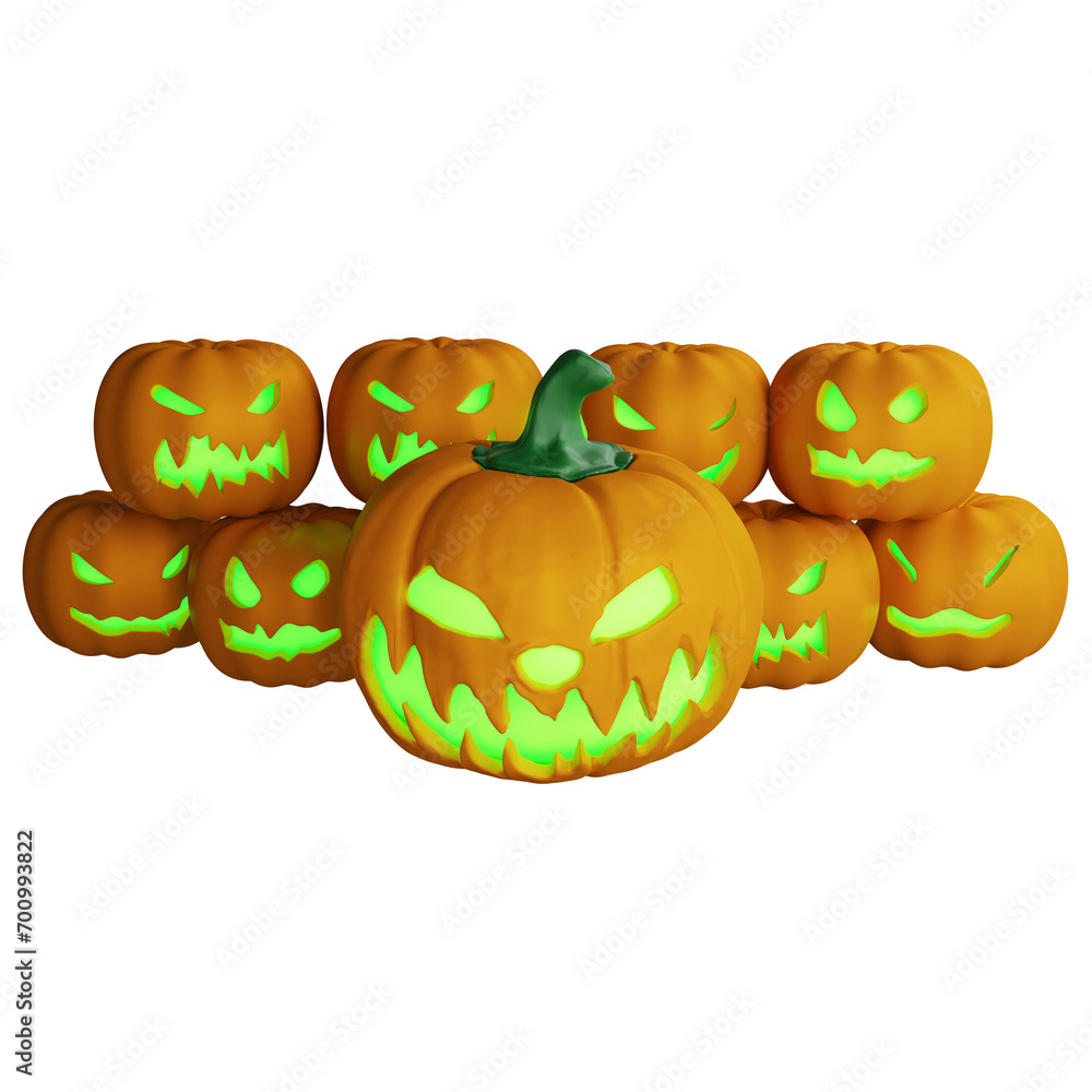 Pumpkins Halloween clipart flat design icon isolated on transparent background, 3D render Halloween concept Pumpkins Halloween clipart flat design icon isolated on transparent background, 3D render Halloween concept