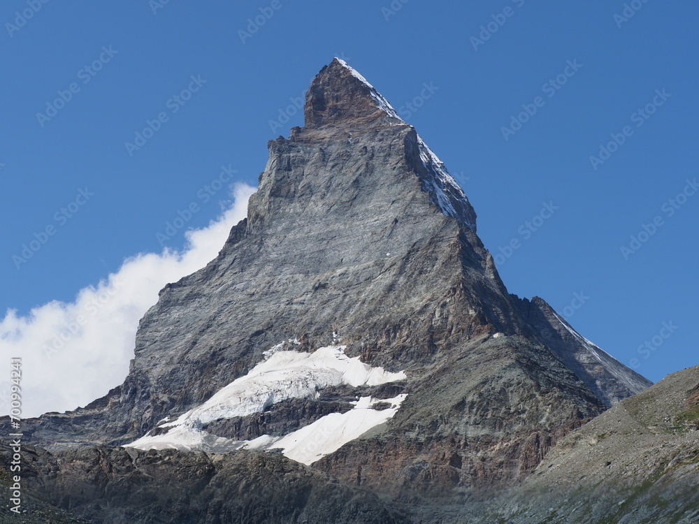 Naklejka premium Famous Matterhorn, Cervino mountain, 4 478 m in Alps in Switzerland