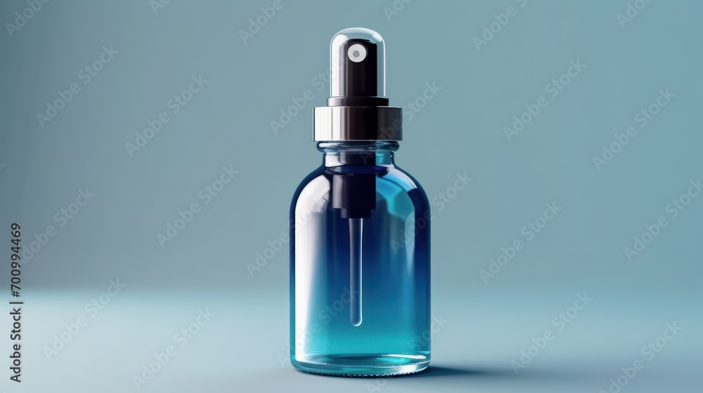 Blue hair serum bottle