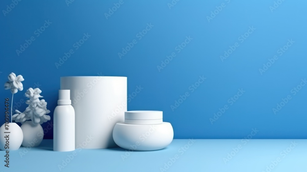 Blue white, 3d background, depth, skincare, realistic, table top, Blue white, 3d background, depth, skincare, realistic, table top,
